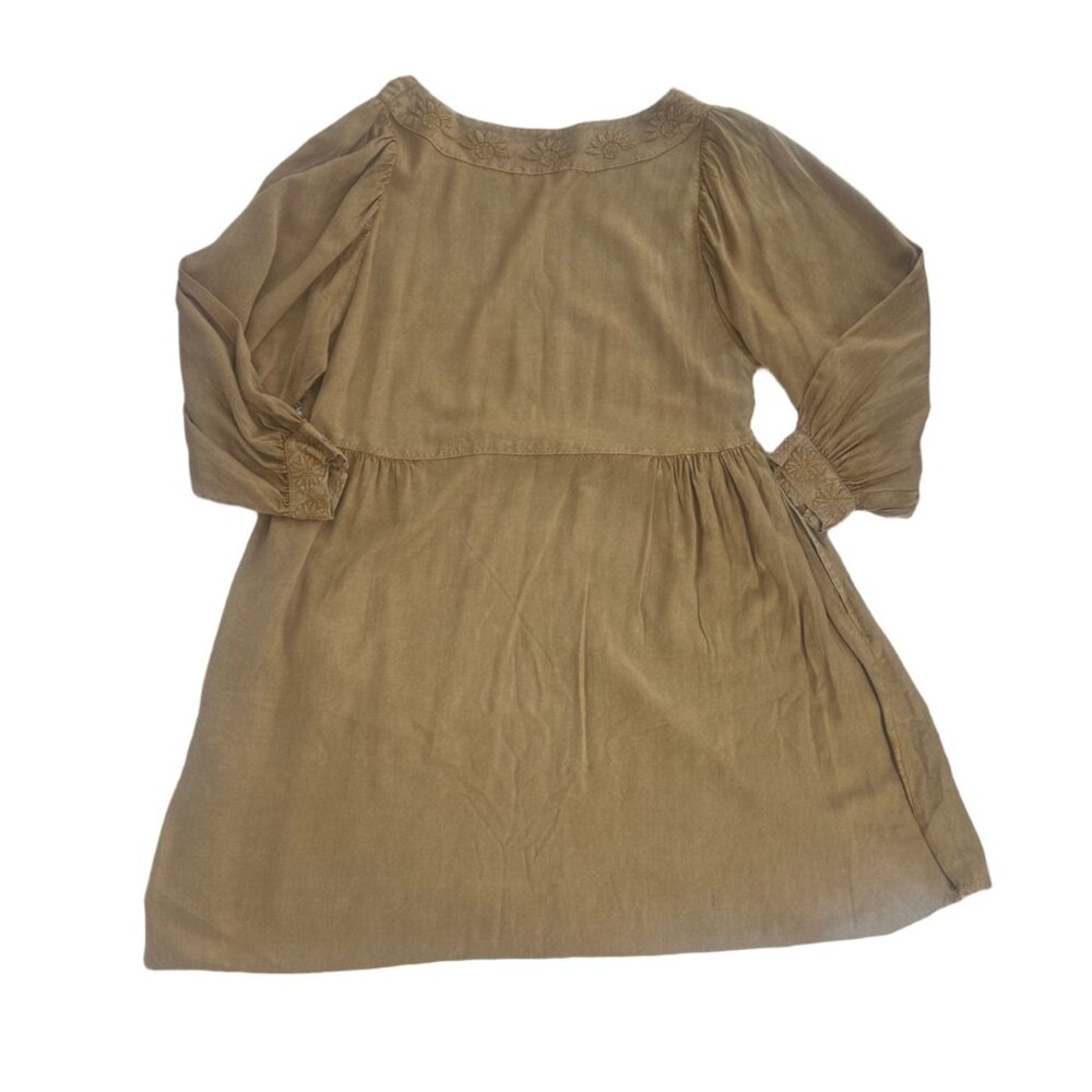 Solitaire Boho Embroidered Babydoll Dress Caramel Olive Medium - Picture 6 of 6